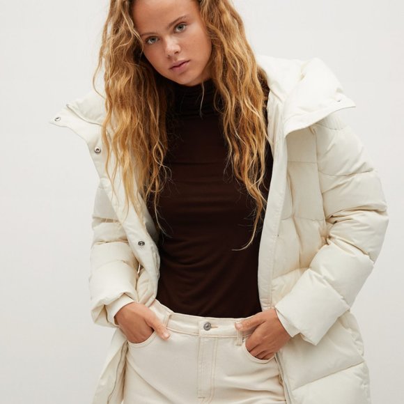 NWT Feather down hooded puffer quilted jacket coat - Picture 2 of 6